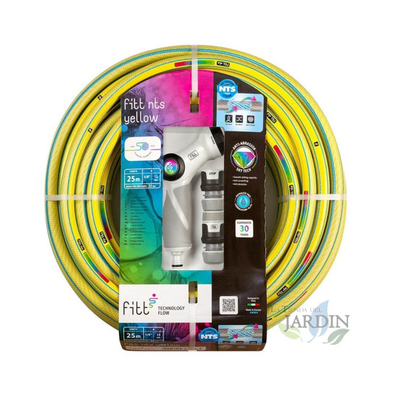 Kit tubo da giardino NTS giallo 15 mm 25 m con pistola a spruzzo	
