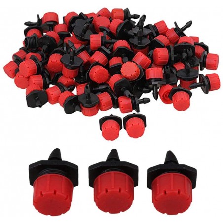 Lot de 100 têtes d'irrigation goutte-à-goutte réglables pour jardin, pelouse, pots de fleurs, système d'irrigation goutte-à-gout