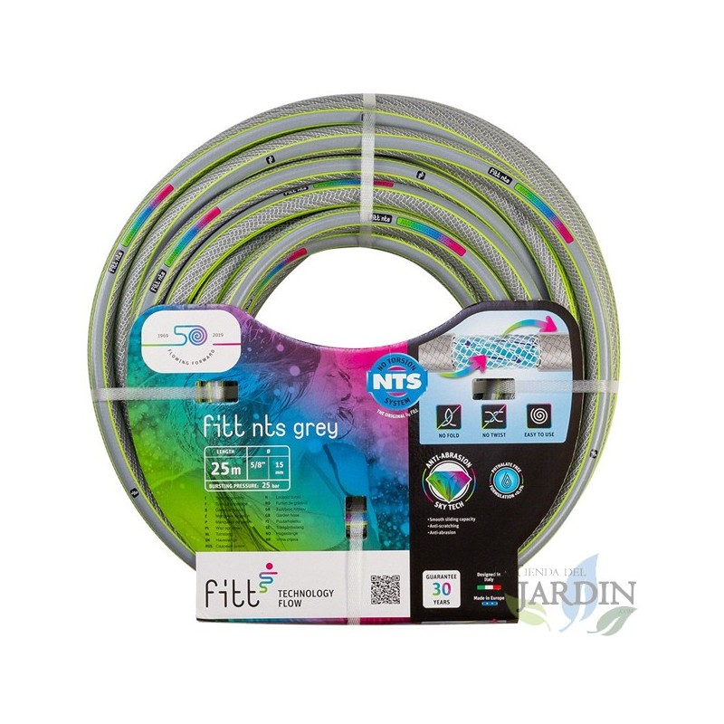 Tubo da giardino NTS grigio da 15 mm e 25 m, 5 strati anti-UV