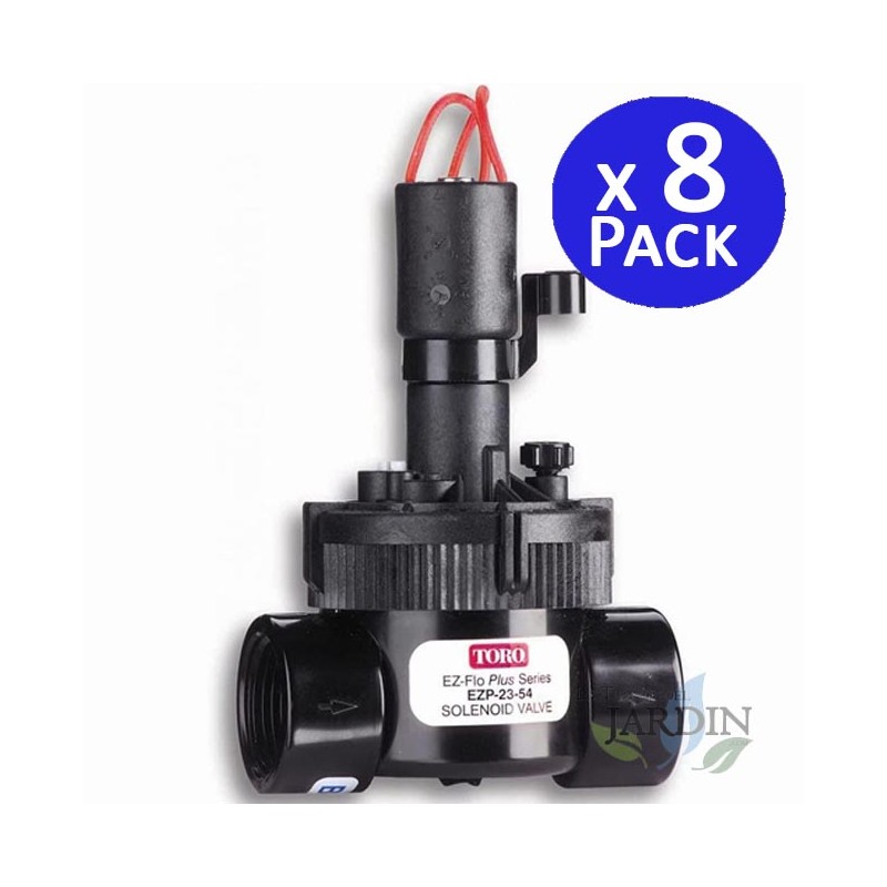 8 x Electroválvula de riego Toro 1" 24V - Alta resistencia en PVC - Compatible con programadores eléctricos de cualquier marca