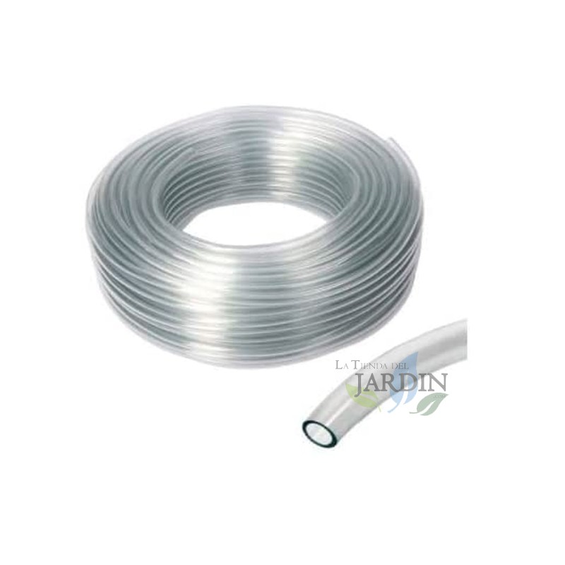 Manguera cristal transparente (8x14mm, 100m), pvc, 20º a + 60º conduccion de liquidos, gasolina, diesel, agua, aceite