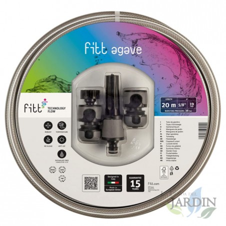Kit de mangueira de jardim Agave 15 mm (15 m) + lança e acessórios | Irrigação eficiente
