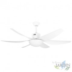 Ceiling Fan, 6 ABS Blades, Remote Control, 3-Tone LED Light, 5 Speeds, Timer