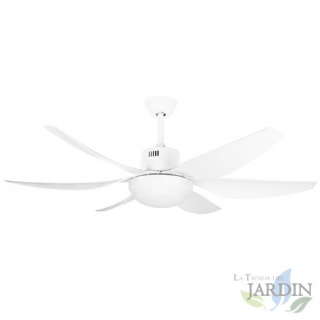 Ventilador de teto, 6 pás de ABS, controle remoto, luz LED de 3 tons, 5 velocidades, temporizador