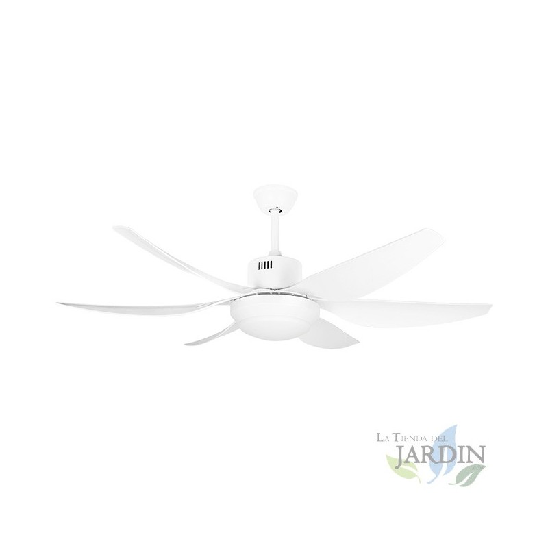 Ventilador de teto, 6 pás de ABS, controle remoto, luz LED de 3 tons, 5 velocidades, temporizador