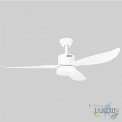 Ventilateur de plafond avec éclairage LED, 3 vitesses, Télécommande, 60W, Blanc, CP103132