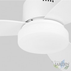  Deckenventilator mit LED-Licht, 3 Geschwindigkeiten, Fernbedienung, 60 W, Weiß.