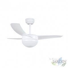 Ventilatore da soffitto Orbegozo con telecomando e luce, 3 pale, bianco.
