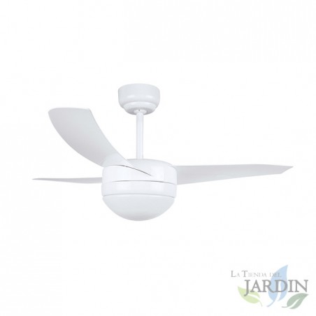 Ventilateur de plafond Orbegozo avec télécommande et lumière, 3 pales, blanc.