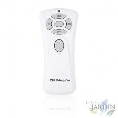 Ventilatore da soffitto con telecomando e luce Orbegozo, 3 pale, bianco.