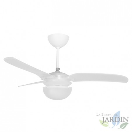 Deckenventilator mit Fernbedienung, 3 Flügel, 3 Geschwindigkeiten, weiß.