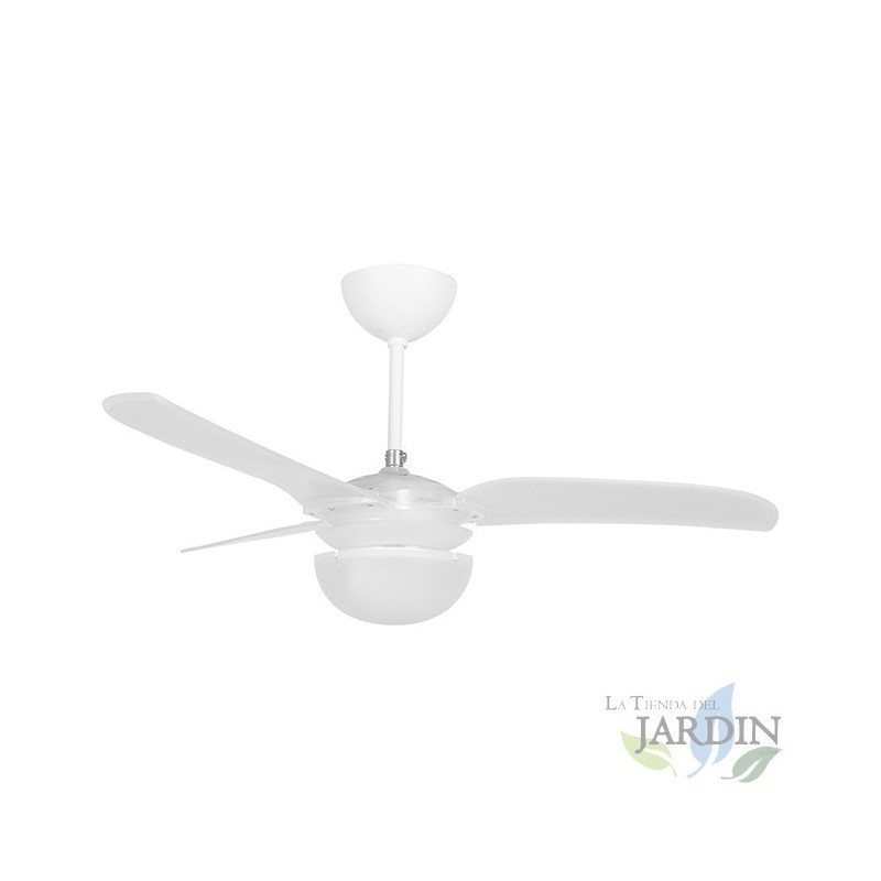 Ventilatore da soffitto con telecomando, 3 pale, 3 velocità, bianco.