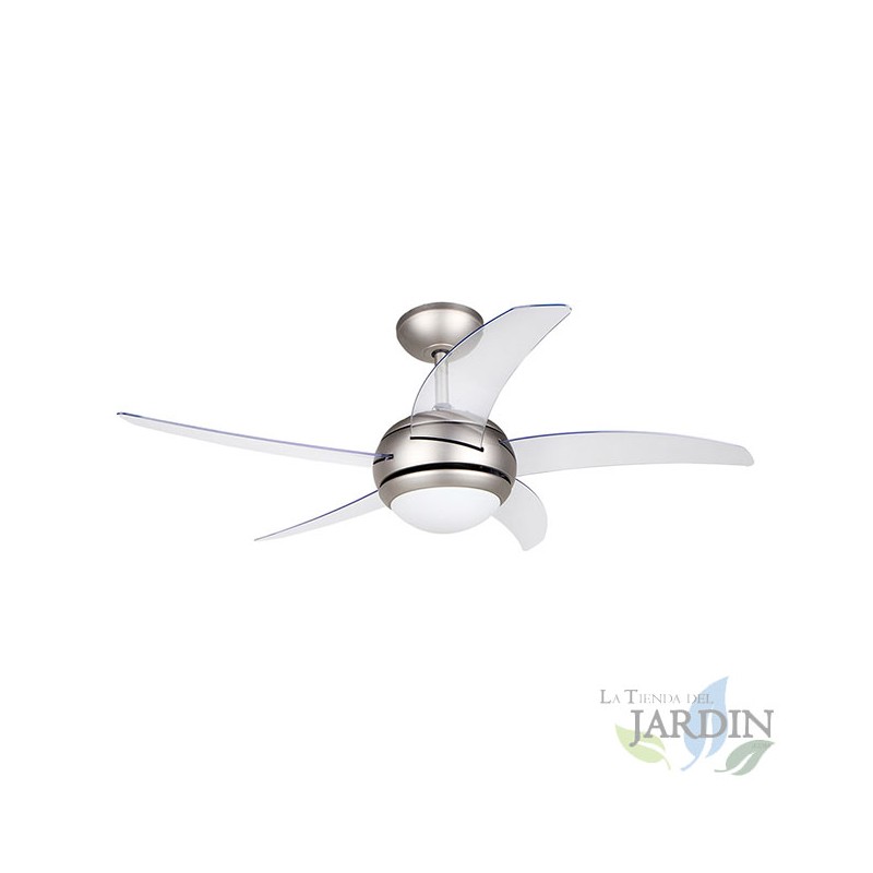 Ventilatore da soffitto Orbegozo con telecomando, 5 pale, grigio e trasparente. Ventilatore da soffitto Orbegozo con telecomando, 5 pale, grigio e trasparente.