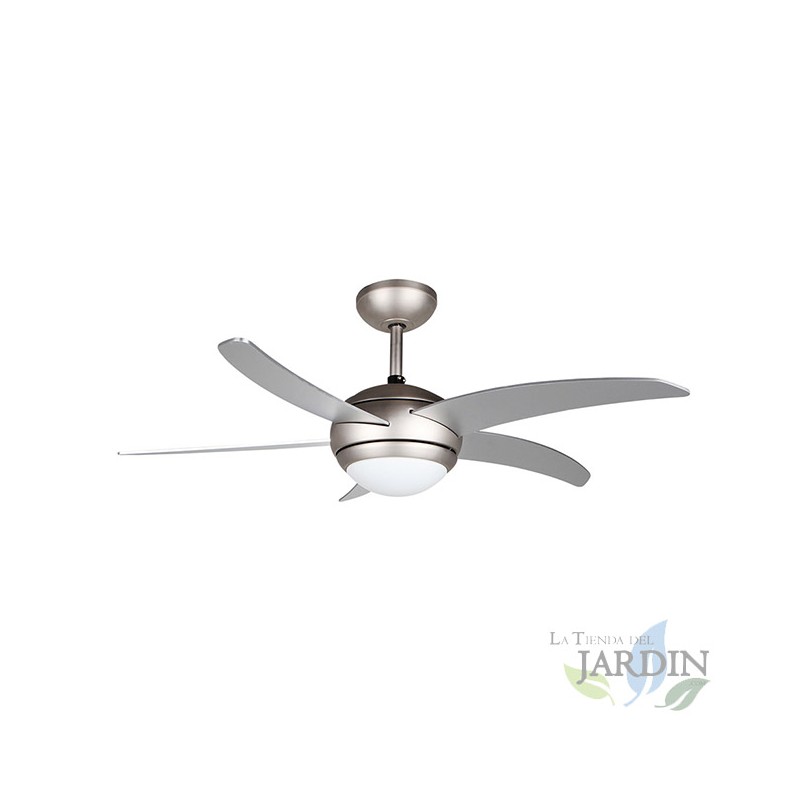 Ventilatore da soffitto con luce e telecomando, 5 pale, potenza 55 W e 3 velocità Ventilatore da soffitto con luce e telecomando, 5 pale, potenza 55 W e 3 velocità