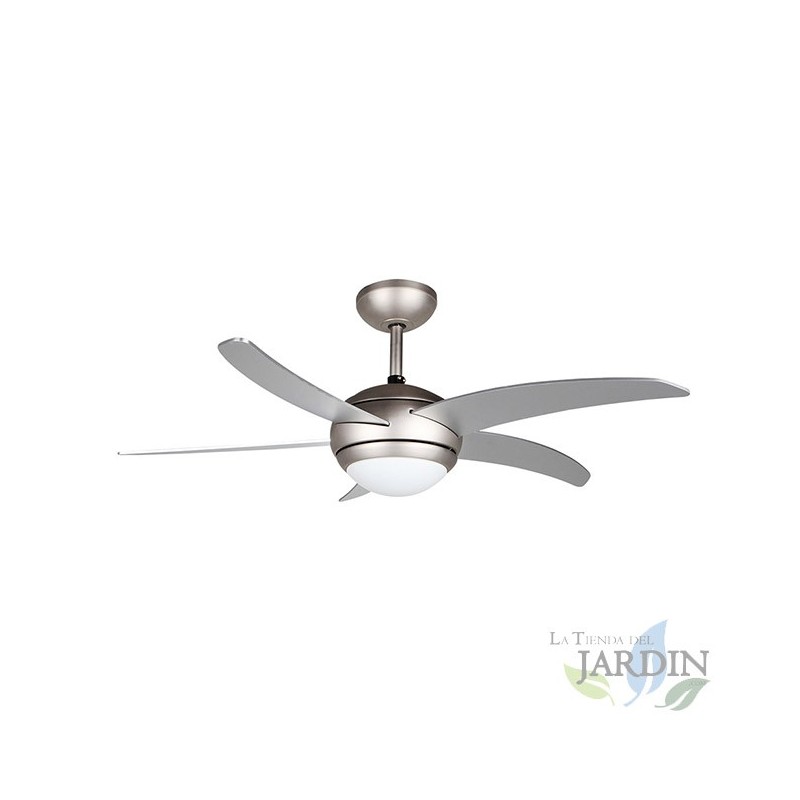 Ventilateur de plafond avec lumière et télécommande, 5 pales, puissance 55 W et 3 vitesses