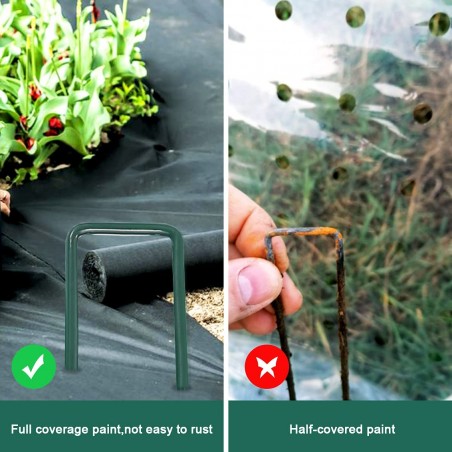 50 graffette da giardino, erba artificiale, picchetti di fissaggio per rete, chiodi in metallo zincato