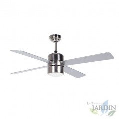  Orbegozo Deckenventilator mit Licht und Fernbedienung, 4 Flügel, 3 Geschwindigkeiten, Silber.