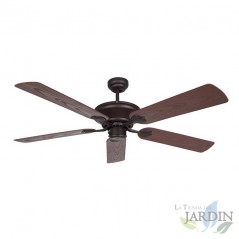  Deckenventilator ohne Licht für draußen, 5 Flügel, 132 cm Durchmesser, 60 W Leistung und 3 Geschwindigkeiten, schwarz.