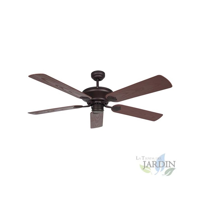 Ventilatore da soffitto per esterni senza luce, 5 pale, diametro 132 cm, potenza 60 W e 3 velocità, nero