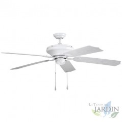 Ventilatore da soffitto per esterno Orbegozo, 5 pale, PVC, 3 velocità, 60 W, bianco.