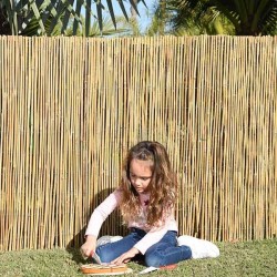 Canisse en bambou naturel entière 1,2 x 5 mètres, Occultation 95%, tiges de bambou naturelles pour terrasses et jardins