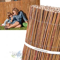 Valla mimbre natural español 1 x 5 m, cosido con alambre galvanizado de 1 mm de grosor, cada 10 cm de distancia entre alambres