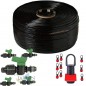 Pack 125 m Tropfbewässerungsband 16 mm.  TROPFER ALLE 20 cm + 5 Verbindungsschlüssel für das Hauptrohr + 10 Stopfen  Pack 125 m Tropfbewässerungsband 16 mm.  TROPFER ALLE 20 cm + 5 Verbindungsschlüssel für das Hauptrohr + 10 Stopfen