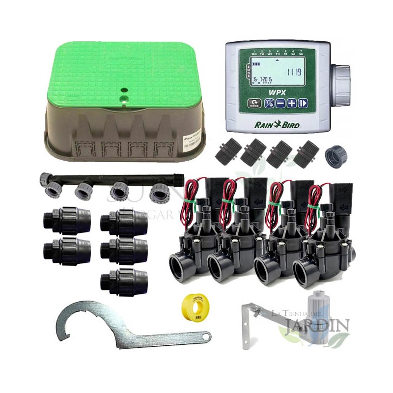 Rain Bird 9V 4-Zone Automatic Irrigation Kit for 32mm Tubing | Includes Battery Operated Programmer, Solenoid Valves and Accesso Rain Bird 9V 4-Zone Automatic Irrigation Kit for 32mm Tubing | Includes Battery Operated Programmer, Solenoid Valves and Accesso