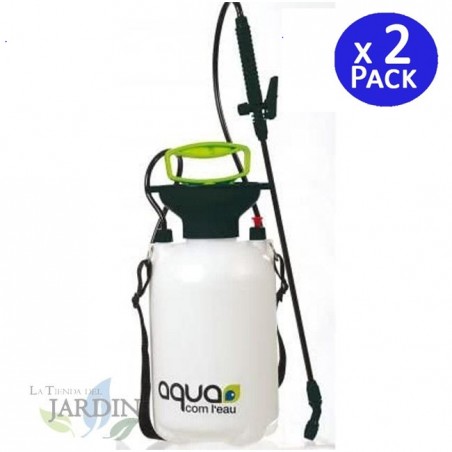 Confezione da 2 spruzzatori manuali da 5 litri con lancia e impugnatura. Consigliati per giardini da 50 a 250 m².