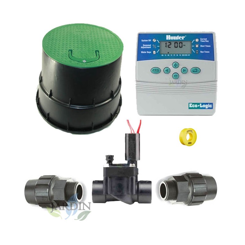 Kit di irrigazione automatico Hunter 24V a 1 zona per tubi da 32 mm | Include programmatore, elettrovalvola e accessori