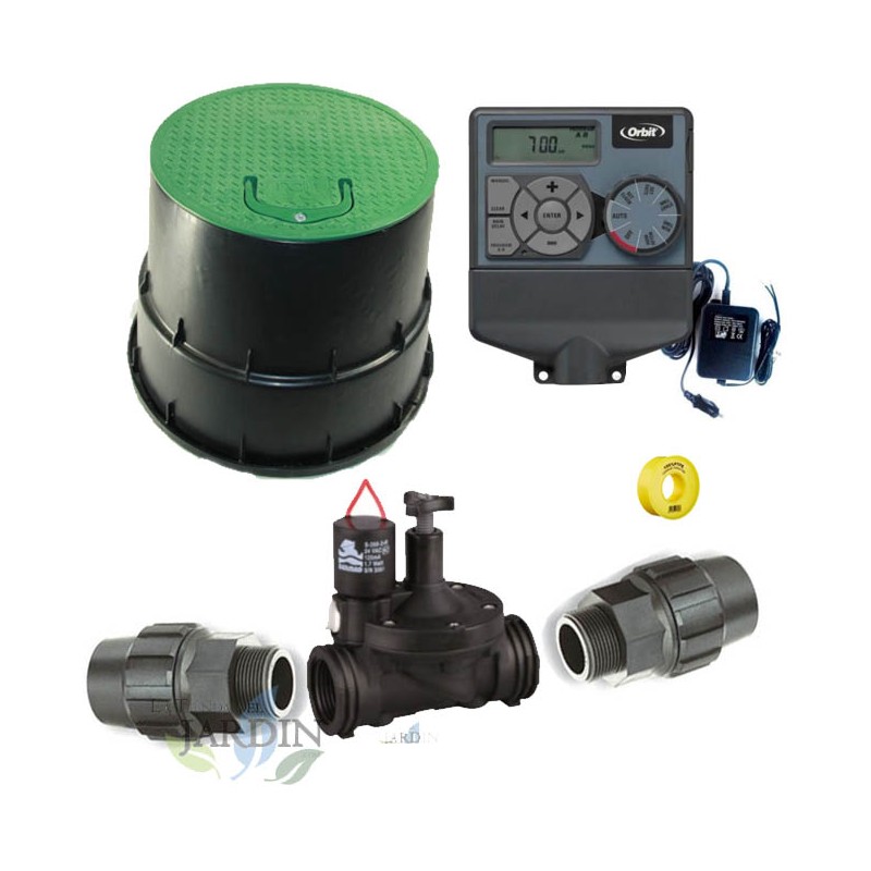 Kit di irrigazione automatico Orbit 24V a 1 zona per tubi da 32 mm | Include programmatore, elettrovalvola e accessori