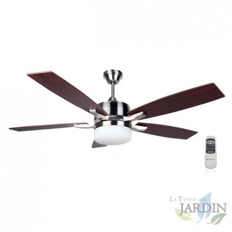 Ventilatore da soffitto Orbegozo con telecomando, 5 pale, Luce, 3 velocità.