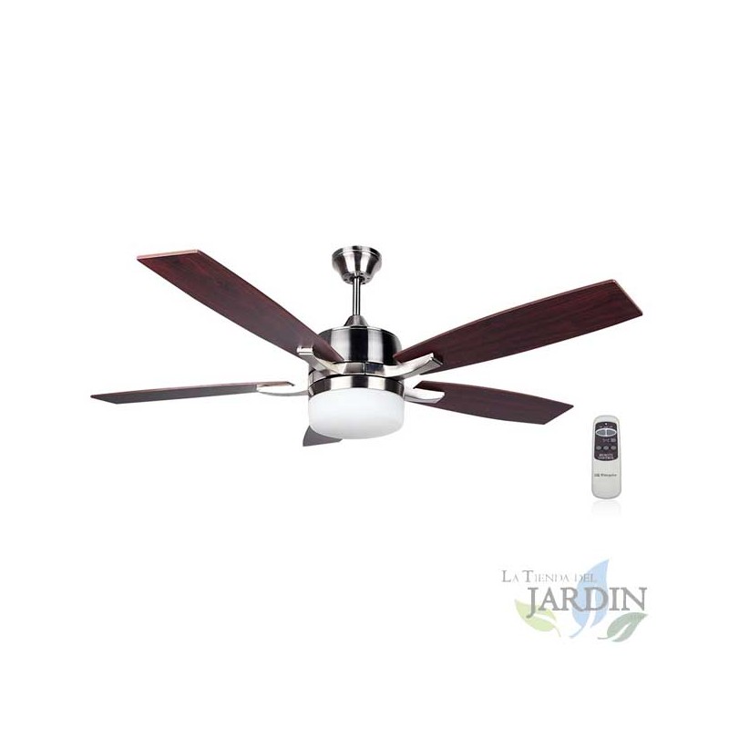 Ventilador de teto com controle remoto, 5 pás, luz, 3 velocidades.