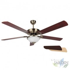 Ventilatore da soffitto Orbegozo con telecomando, 5 pale reversibili, luce, 3 velocità.	