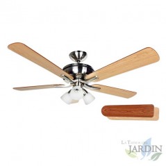 Orbegozo Deckenventilator mit Fernbedienung | 5 wendbare Flügel | 132 cm | LED-Beleuchtung | Ideal für große Räume
