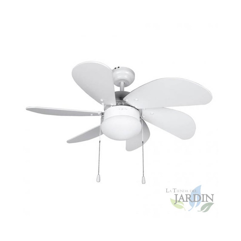 Orbegozo ceiling fan with light, 6 blades, 3 speeds, white.  Orbegozo ceiling fan with light, 6 blades, 3 speeds, white.