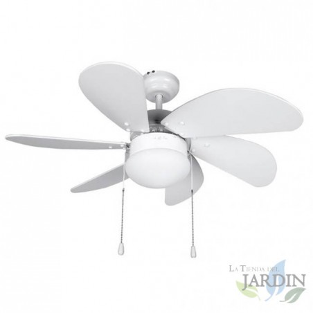 Ventilateur de plafond Orbegozo avec lumière, 6 pales, 3 vitesses, blanc, CP15076B