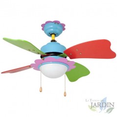Ceiling fan with light, 3 speeds, colored blades