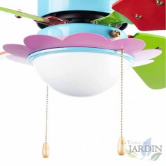  Orbegozo ceiling fan with light, 3 speeds, colored blades.
