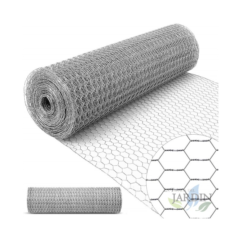 Malla metalica hexagonal antitorsion 1 x 50 m, cuadros 13mm para cercados, granjas, animales