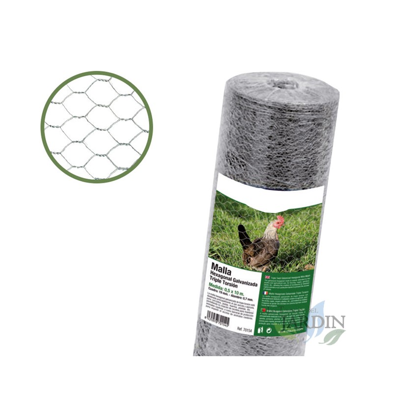 Grillage à Poule 51mm 1x50 m. Galvanisé Maille Hexagonal Cloture poulailler voliere Poulailler Jardin metallique Grillage Triple