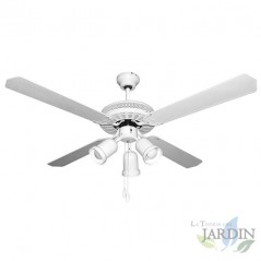  Orbegozo Deckenventilator mit Licht, 4 Wendeflügel, weiß.