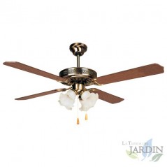  Orbegozo Deckenventilator mit Licht, 4 Wendeflügel, Durchmesser 132 cm, 60 W und 3 Geschwindigkeiten, Holz
