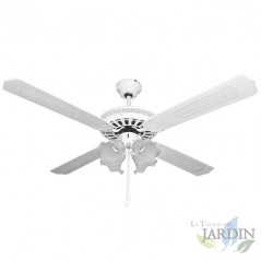  Orbegozo Deckenventilator mit Licht, 4 Wendeflügel, weiß.