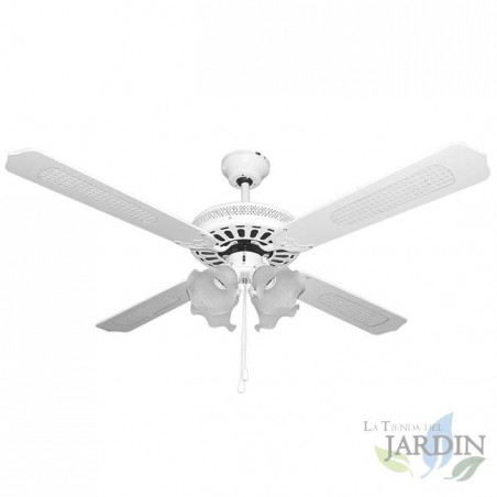 Ventilateur de plafond Orbegozo avec lumière, 4 pales réversibles, blanc, CT11132B