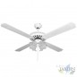 Ventilatore da soffitto con luce, 4 pale reversibili, bianco.