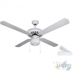 Deckenventilator mit Licht, 4 Wendeflügel, weiß, 60W.