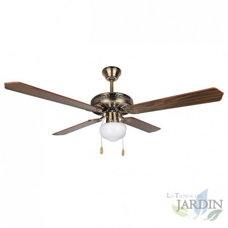 Ventilatore da soffitto Orbegozo con luce 60W | 4 pale reversibili | Finitura oro antico | 3 velocità