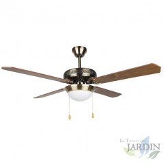 Ventilador de techo Orbegozo con luz, diámetro 132 cm, 4 palas reversibles, 3 velocidades, 60 W, oro viejo