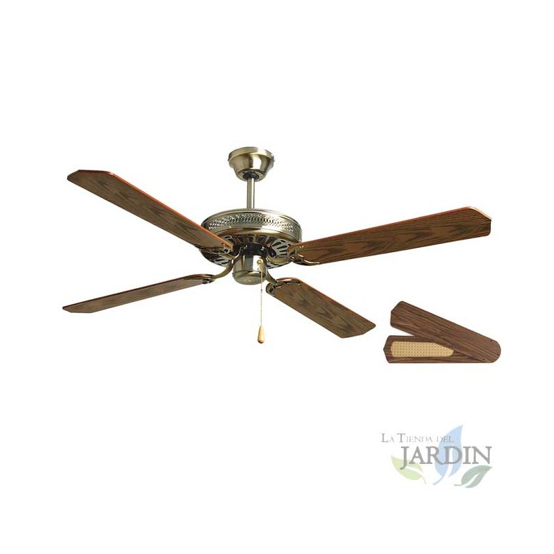 Ventilateur de plafond Orbegozo CF05132M, 60 W, 4 pales réversibles, bois